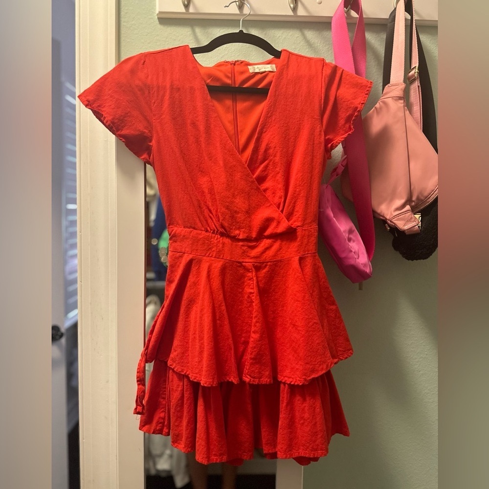 Alterd State Reagan Ruffle Red Romper